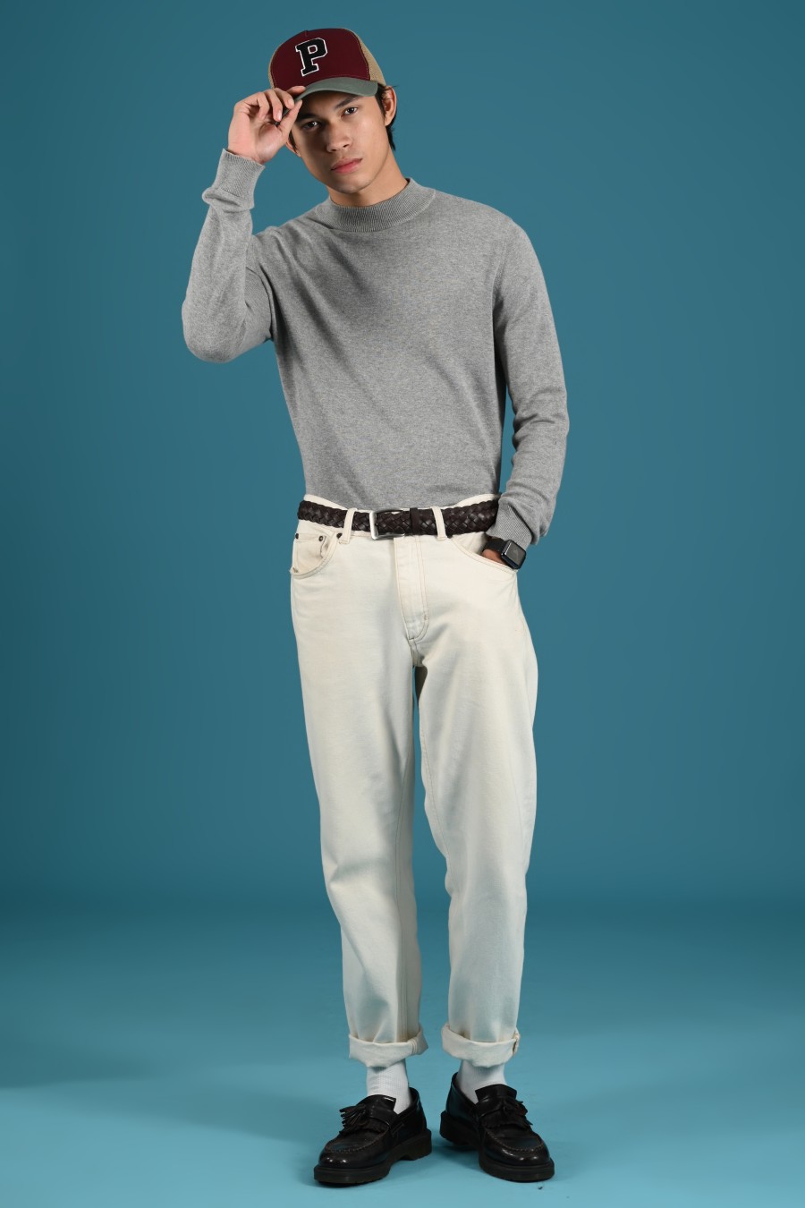 POCD10-MOCK NECK SWEATER GREY