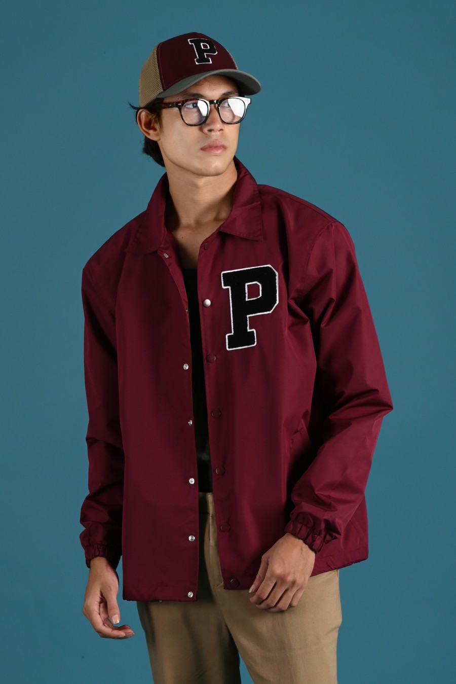 COLLEGIATE COACH JACKET MAROON
