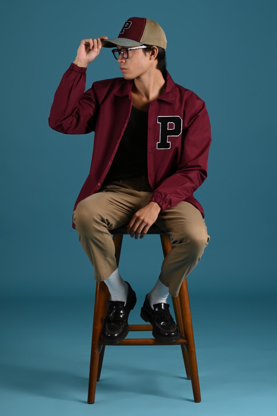 COLLEGIATE COACH JACKET MAROON
