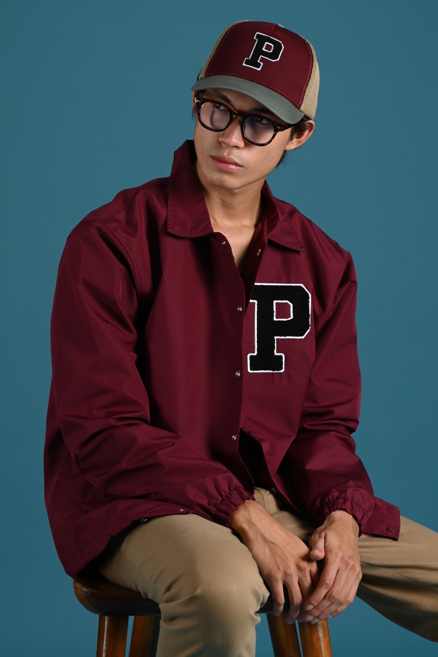 COLLEGIATE COACH JACKET MAROON
