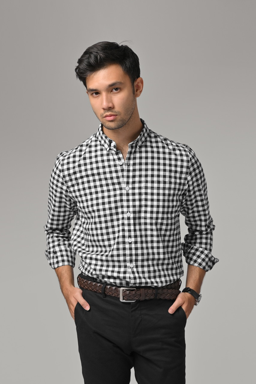PSAZ02-MILES PLAID SHIRT BLACK