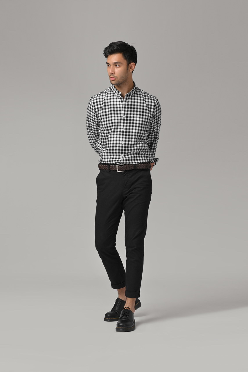 PSAZ02-MILES PLAID SHIRT BLACK