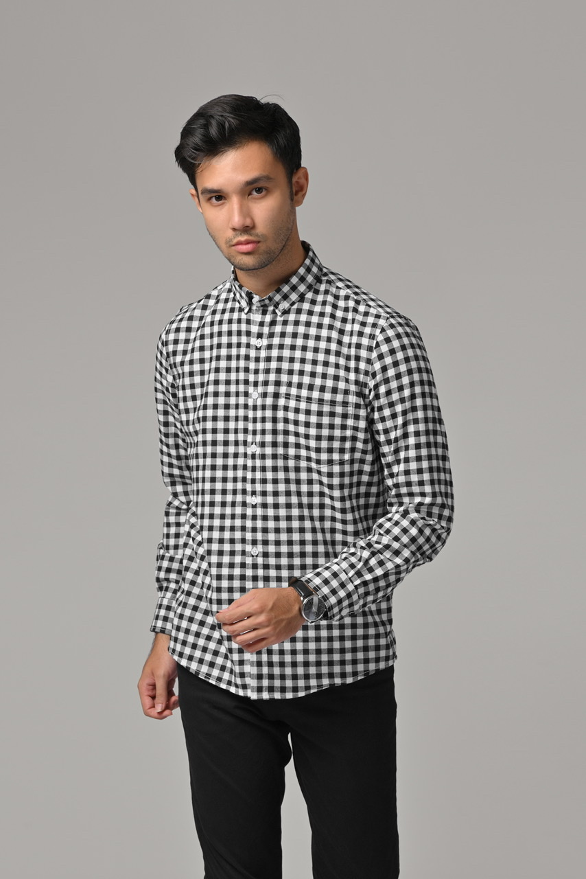 PSAZ02-MILES PLAID SHIRT BLACK