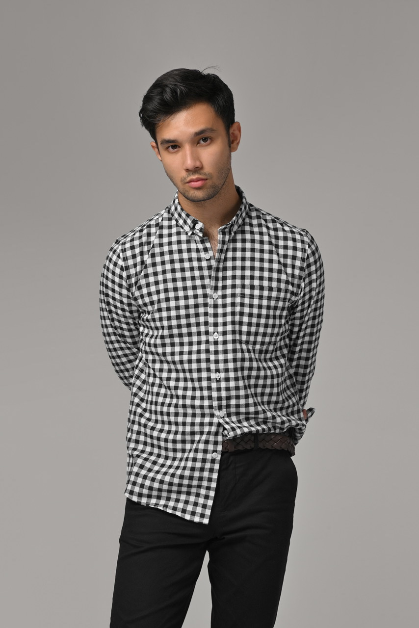 PSAZ02-MILES PLAID SHIRT BLACK