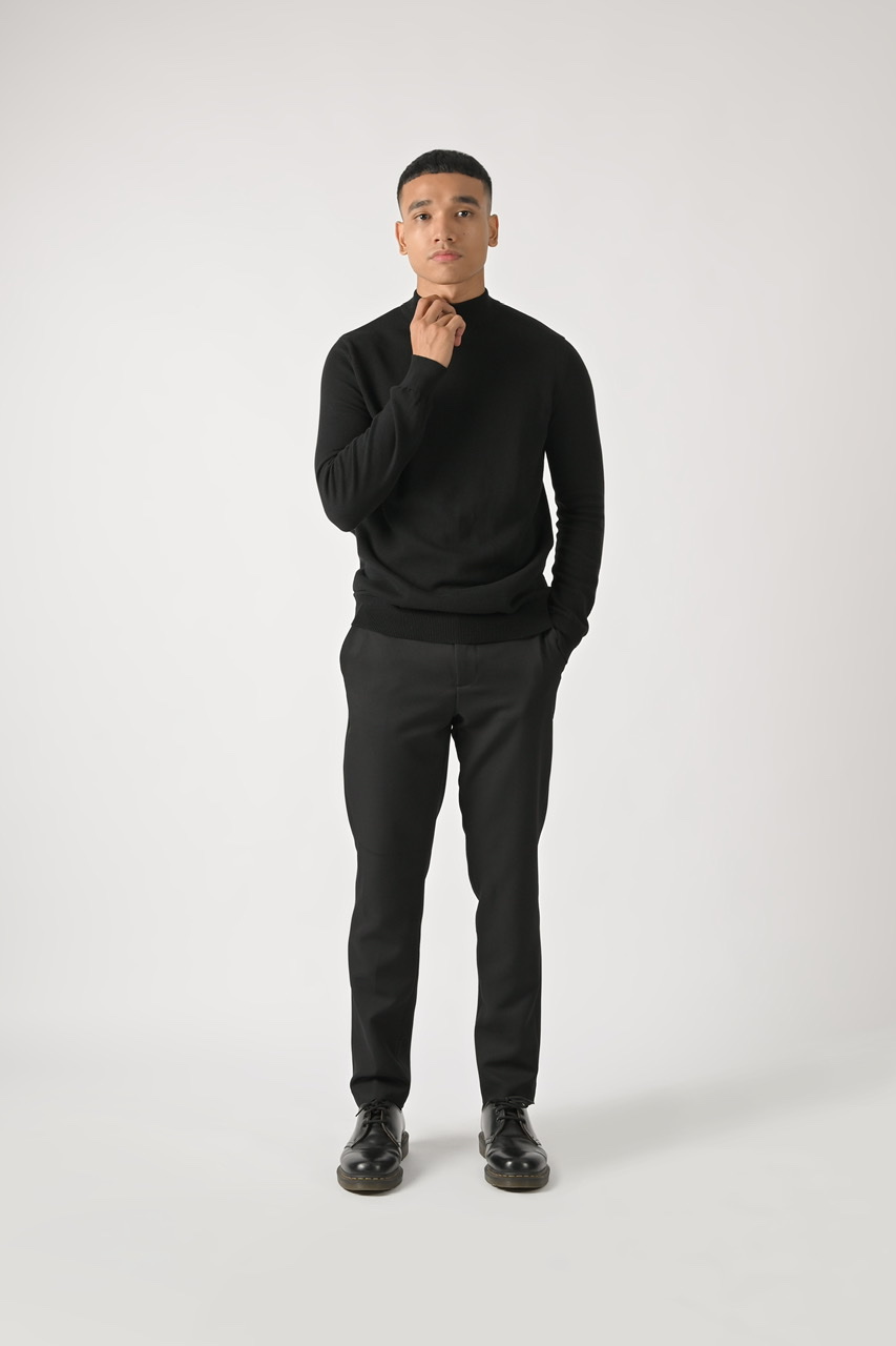 POCD02-MOCK NECK SWEATER BLACK