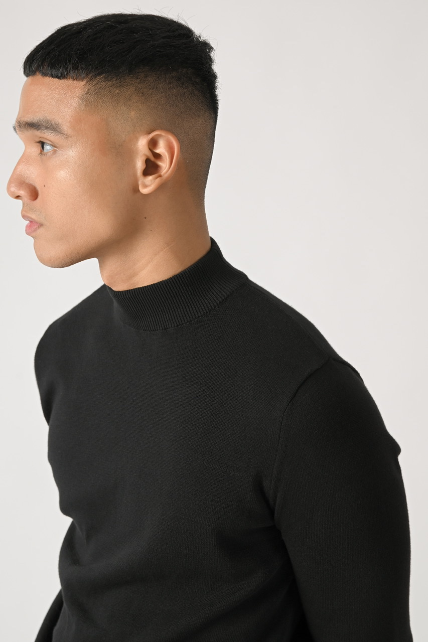 POCD02-MOCK NECK SWEATER BLACK