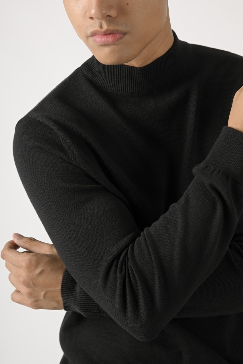 POCD02-MOCK NECK SWEATER BLACK
