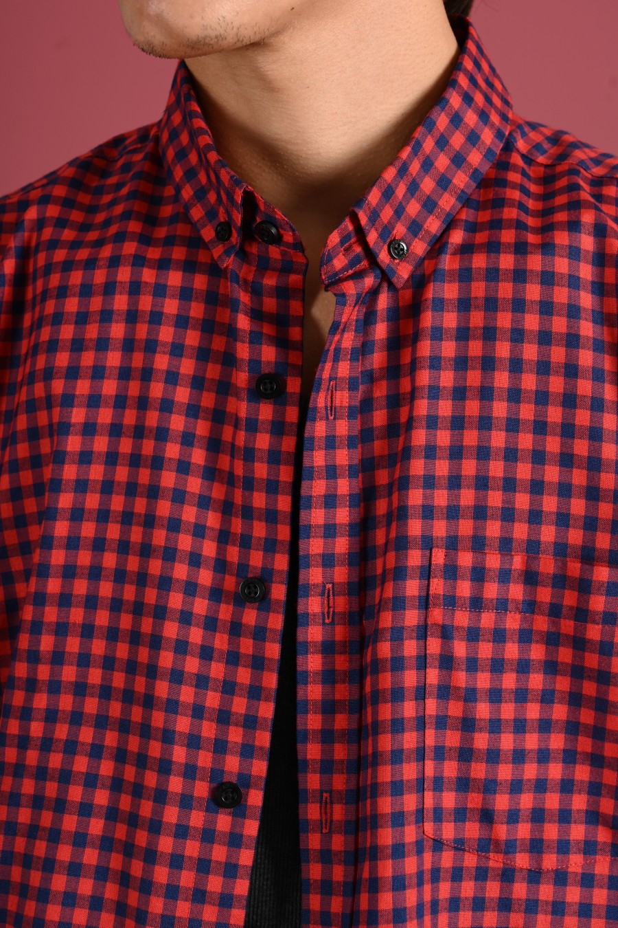 PSCR65-GINGHAM SHORT SLEEVE SHIRT PREPP SCOOTER EDITION RED