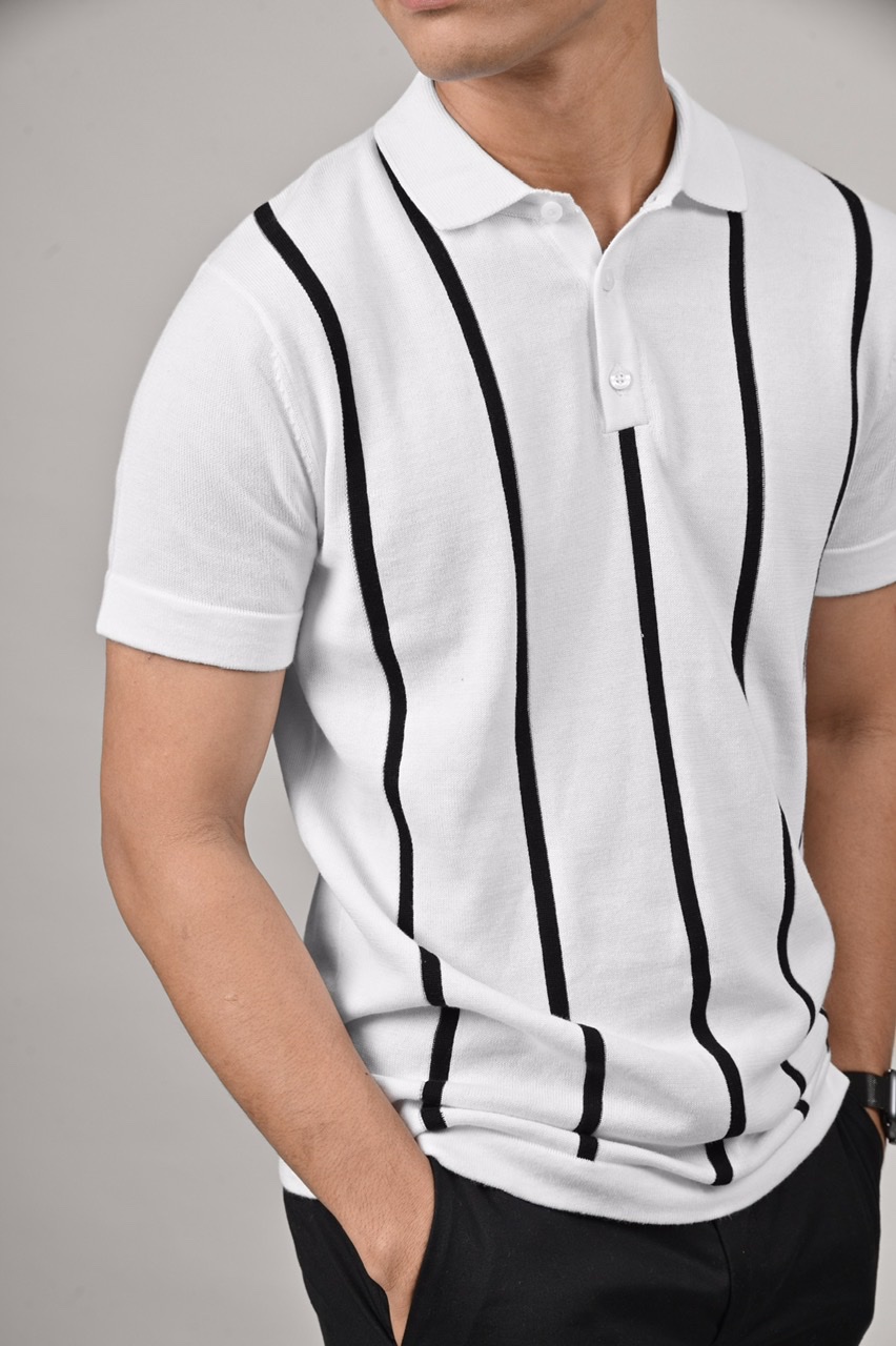 PSAS17-STRIPY POLO WHITE