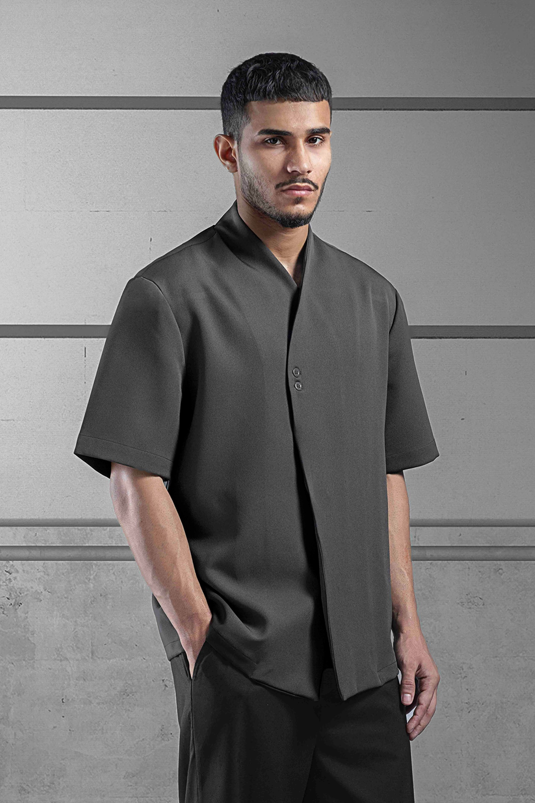 Arata Short Sleeve Shirt Dark Grey