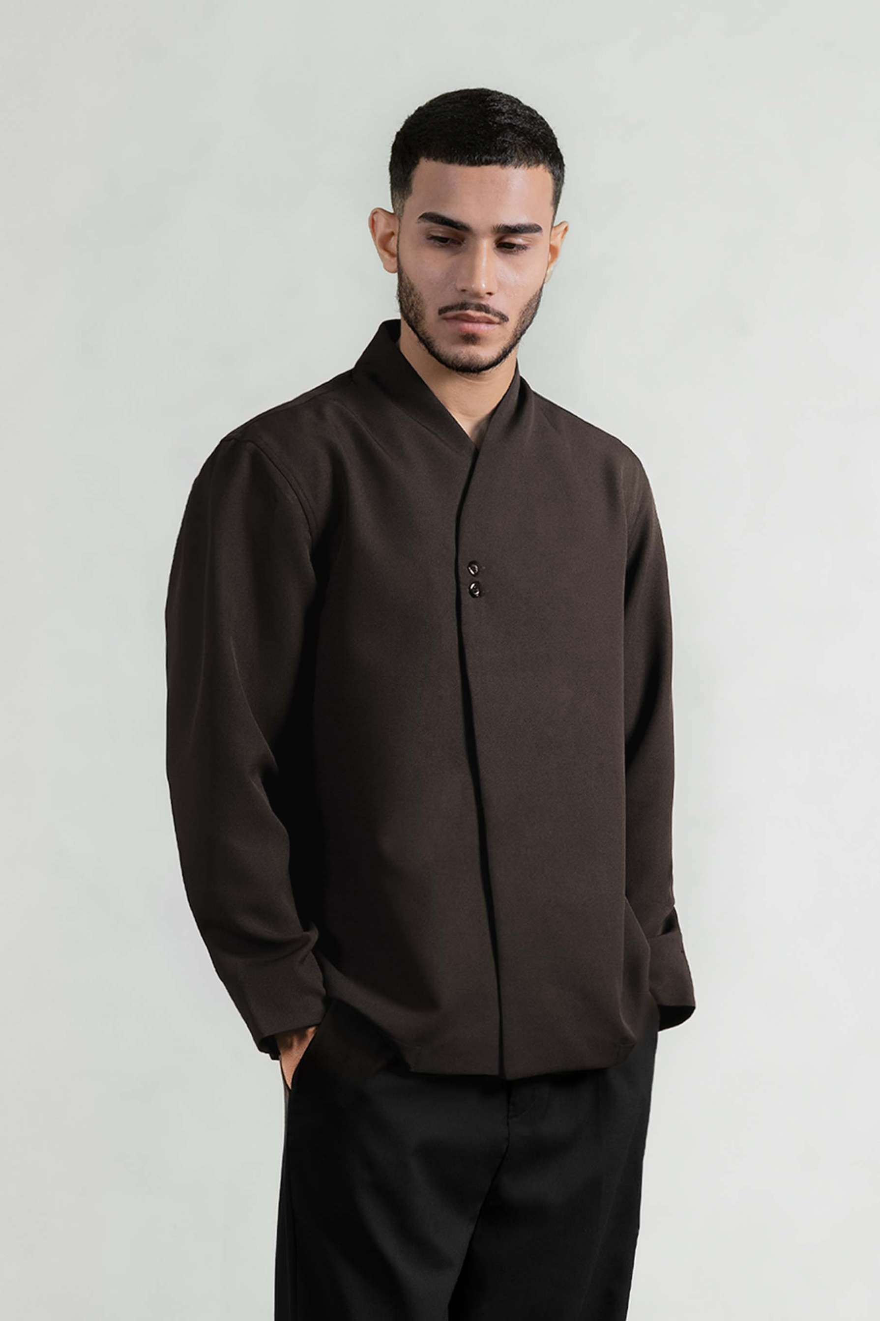 Arata Long Sleeve Shirt Dark Brown