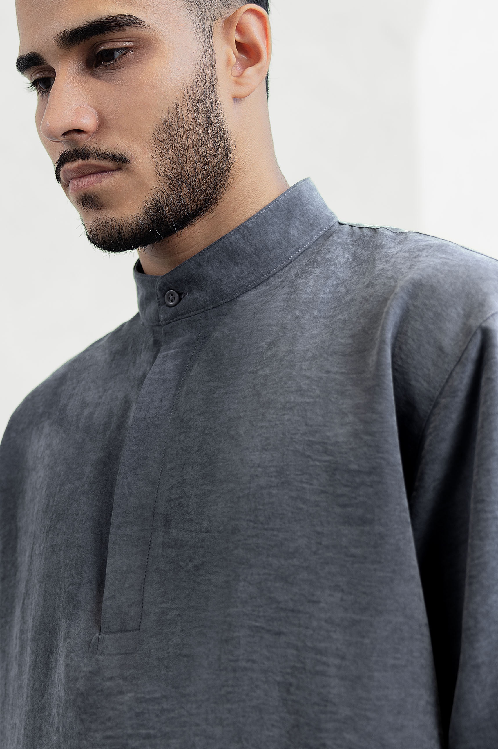 Aiko Half Oversized Shirt Smoke