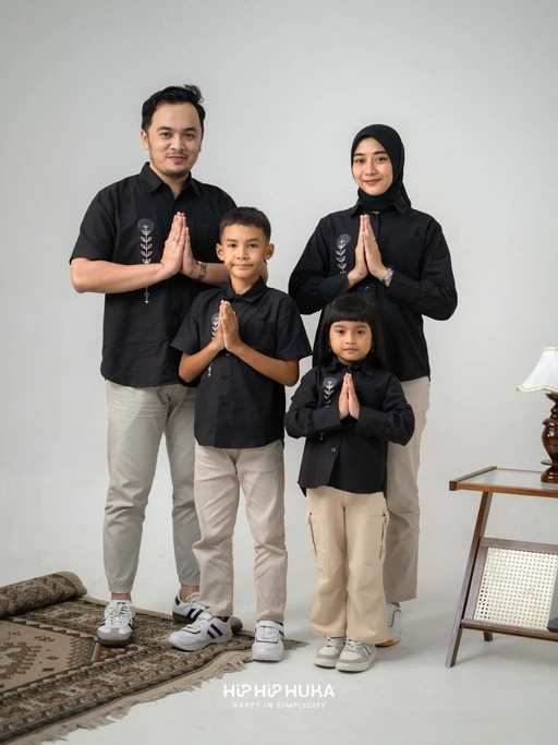 Kemeja Mustika Black Family Set
