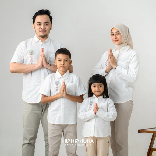 Kemeja Mustika White Family Set