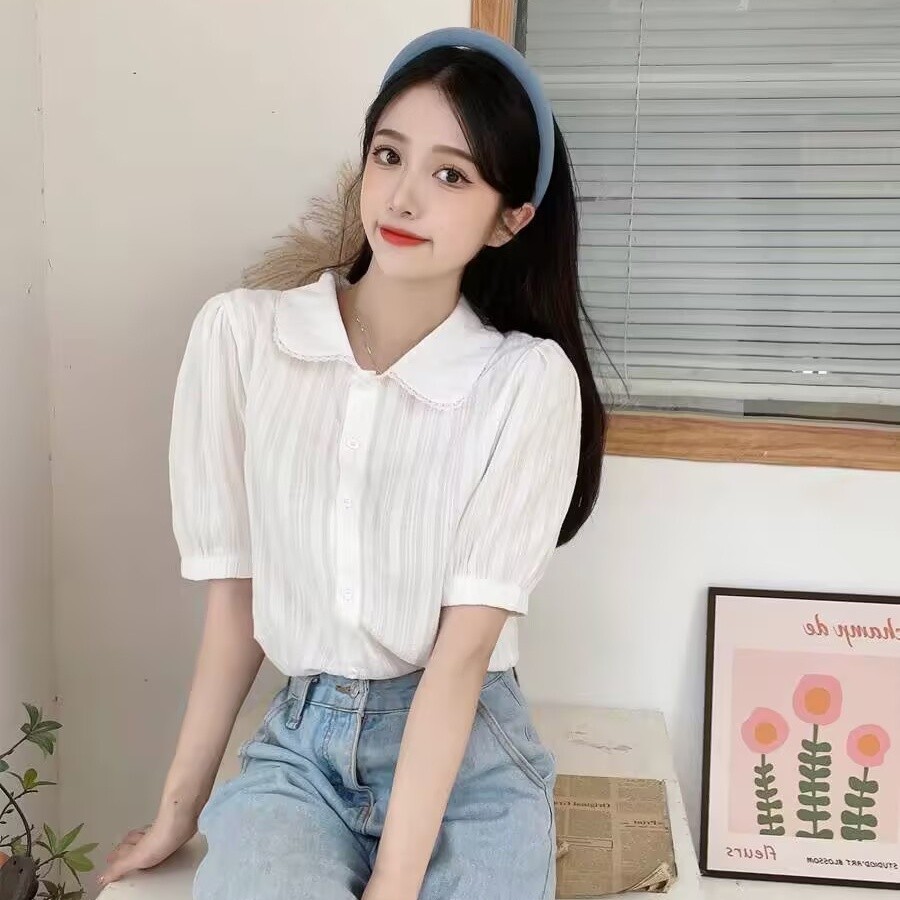 LYR299 | SELYRA Blouse Korea Wanita Putih – Baju Atasan Cewek Korean Style Daily