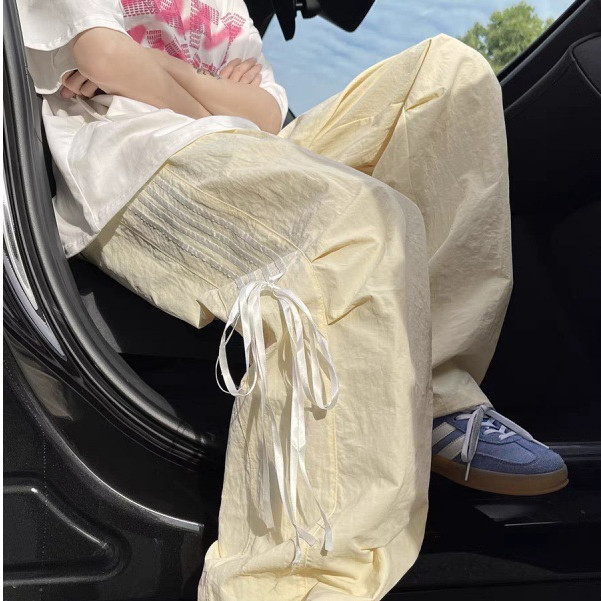 LYR334 | SELYRA Korean Parachute Cargo Pants Wanita – Celana Loose Drawstring Casual