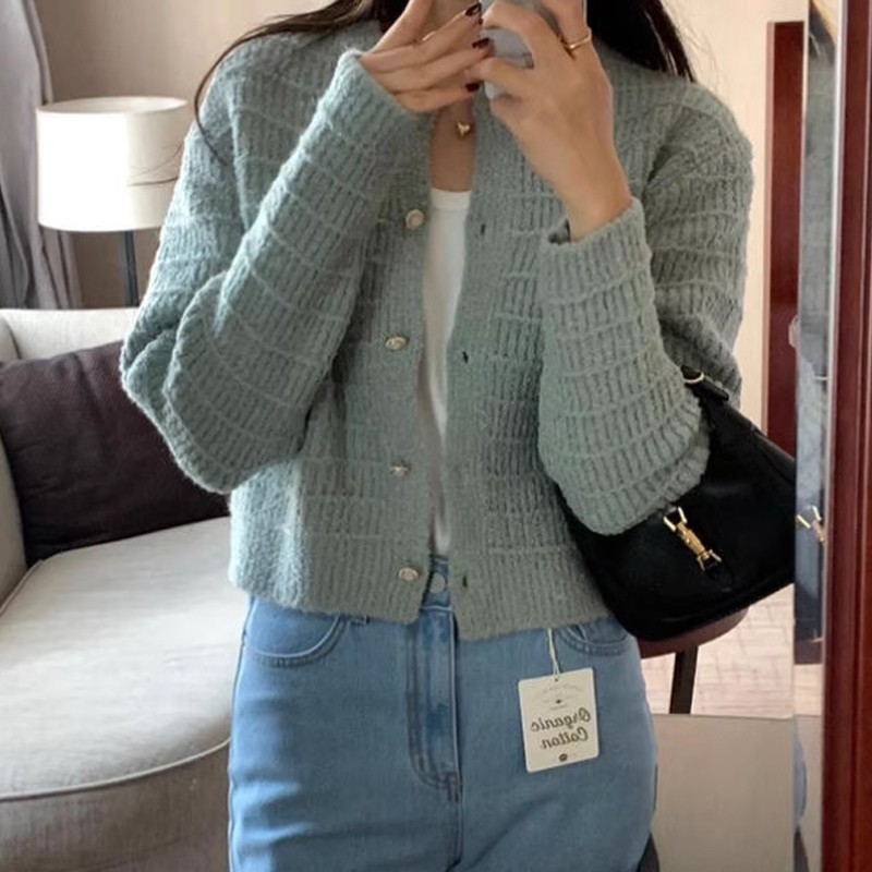 LYR340 | SELYRA Korean Tweed Knit Cardigan Wanita – Outer Rajut Feminine Elegant