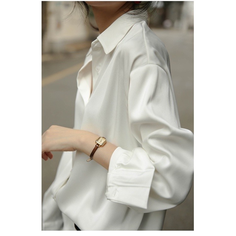 LYR314 | SELYRA Korean Silky Basic Blouse Wanita – Long Sleeve Office Top
