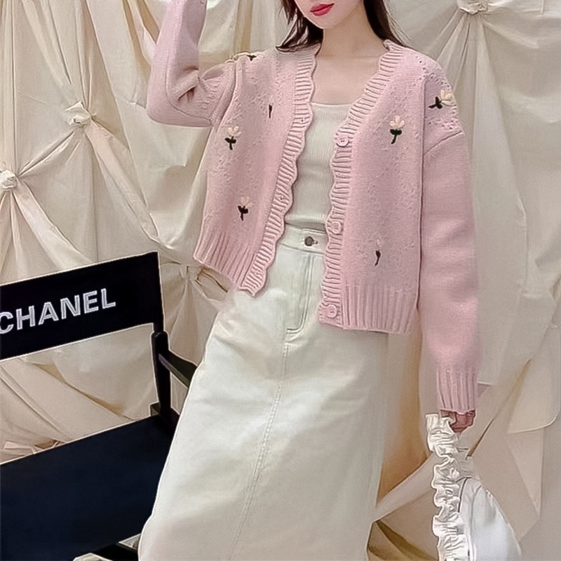 LYR346 | SELYRA Flower Knit Cardigan Wanita – Rajut Feminine Daily