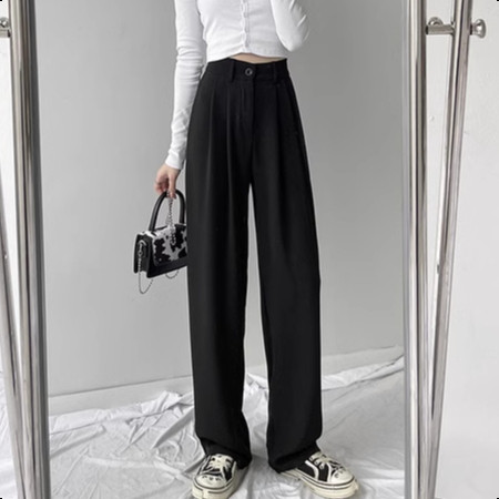 LYR331 | SELYRA Korean High Waist Wide Pants Wanita – Celana Panjang Elegant Daily