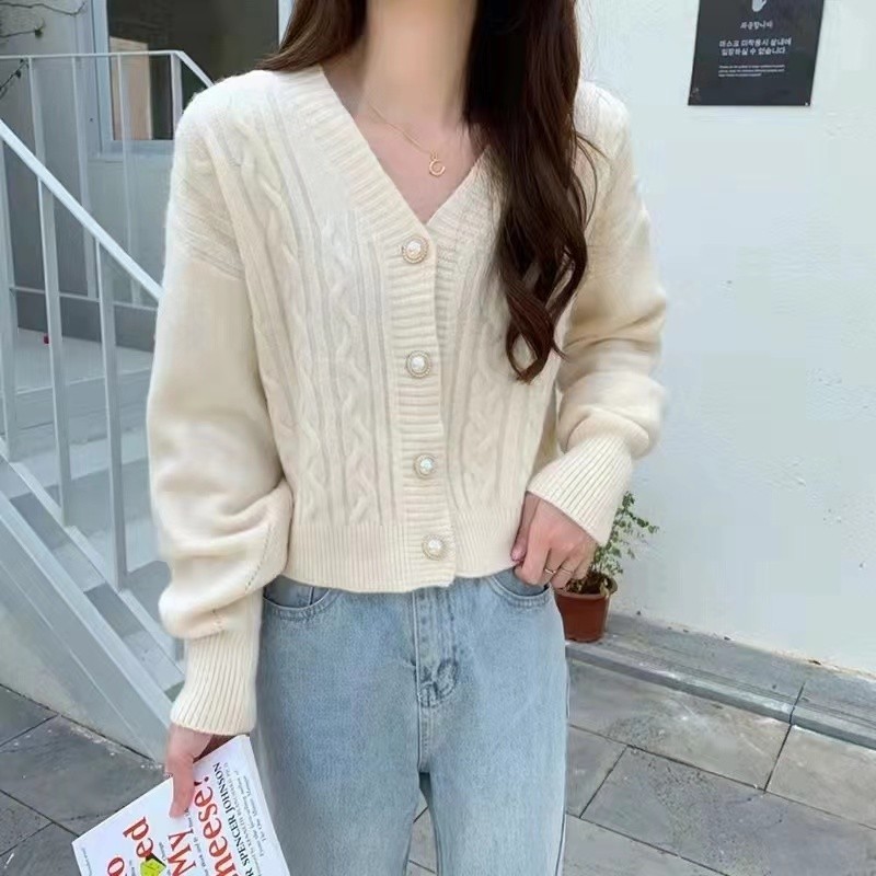 LYR341 | SELYRA Korean Cable Knit Cardigan Wanita – Outer Rajut Feminine Elegant