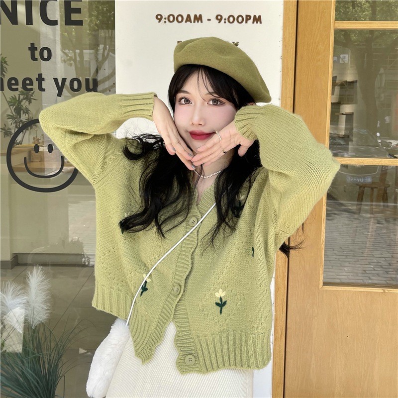 LYR346 | SELYRA Flower Knit Cardigan Wanita – Rajut Feminine Daily