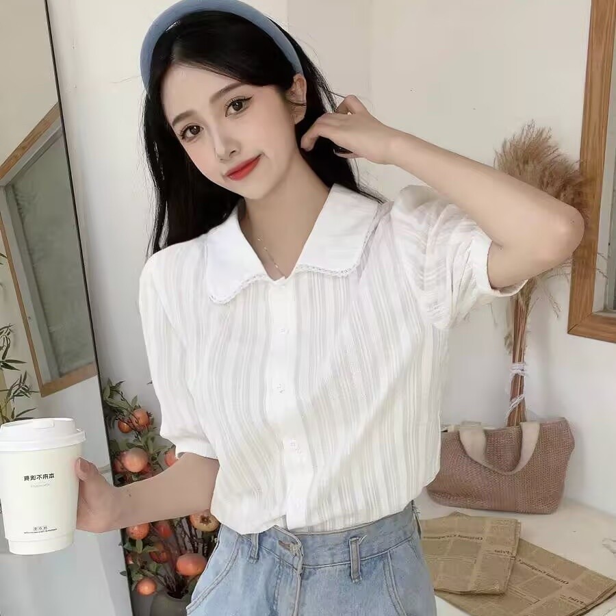 LYR299 | SELYRA Blouse Korea Wanita Putih – Baju Atasan Cewek Korean Style Daily