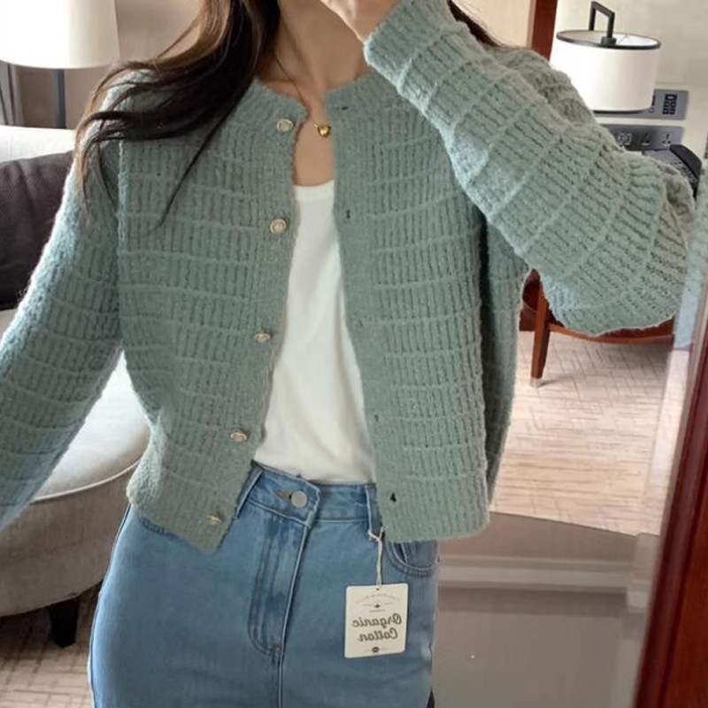 LYR340 | SELYRA Korean Tweed Knit Cardigan Wanita – Outer Rajut Feminine Elegant