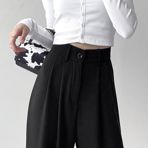 LYR331 | SELYRA Korean High Waist Wide Pants Wanita – Celana Panjang Elegant Daily
