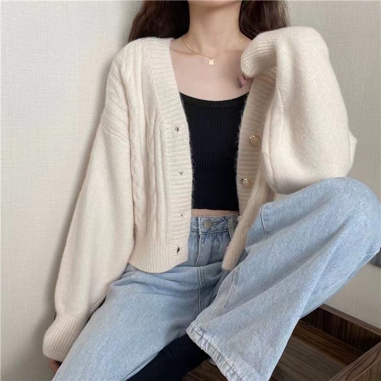 LYR341 | SELYRA Korean Cable Knit Cardigan Wanita – Outer Rajut Feminine Elegant