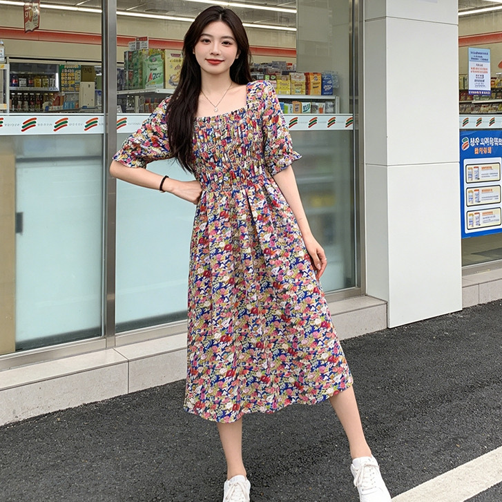 LYR306 | SELYRA Korean Floral Smock Dress Wanita – Dress Bunga Feminine Daily Wear