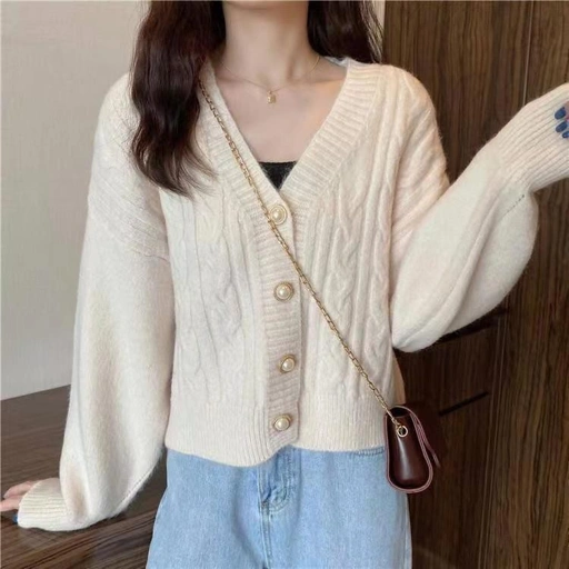 Image of LYR341 | SELYRA Korean Cable Knit Cardigan Wanita – Outer Rajut Feminine Elegant