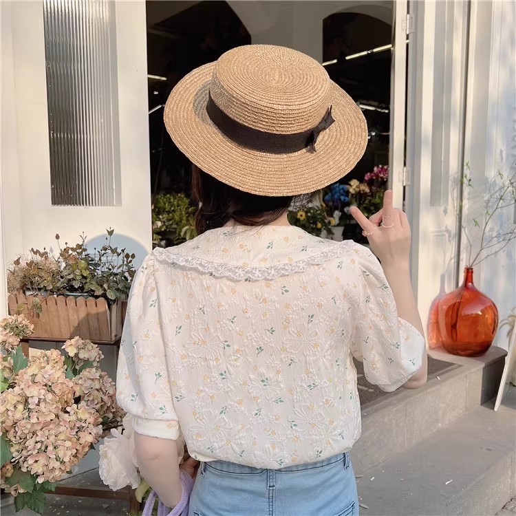LYR304 | SELYRA Korean Floral Blouse Wanita – Blouse Putih Motif Bunga Feminine Daily Wear