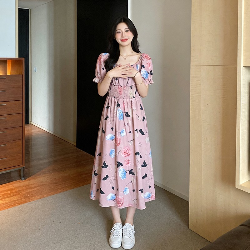 LYR306 | SELYRA Korean Floral Smock Dress Wanita – Dress Bunga Feminine Daily Wear