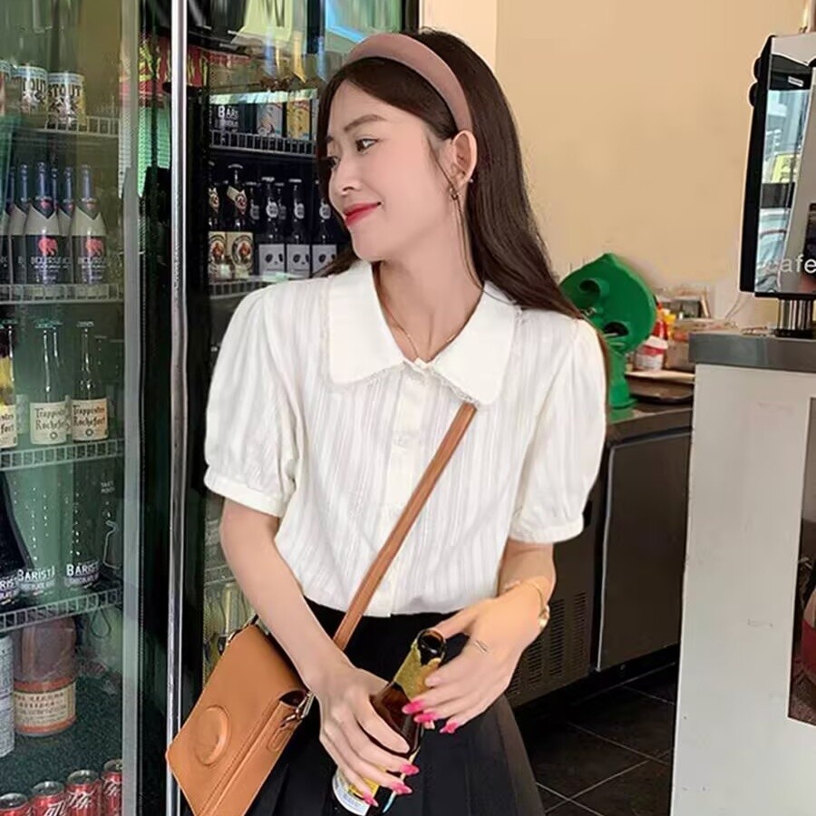 LYR299 | SELYRA Blouse Korea Wanita Putih – Baju Atasan Cewek Korean Style Daily
