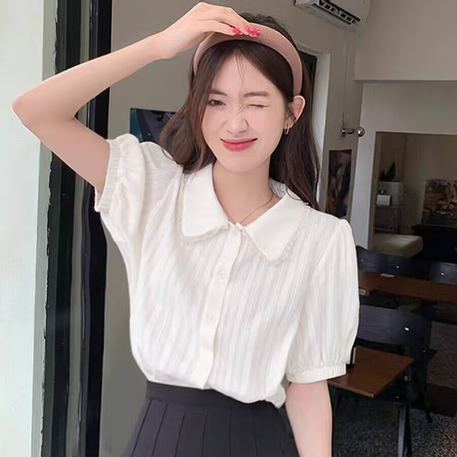 LYR299 | SELYRA Blouse Korea Wanita Putih – Baju Atasan Cewek Korean Style Daily