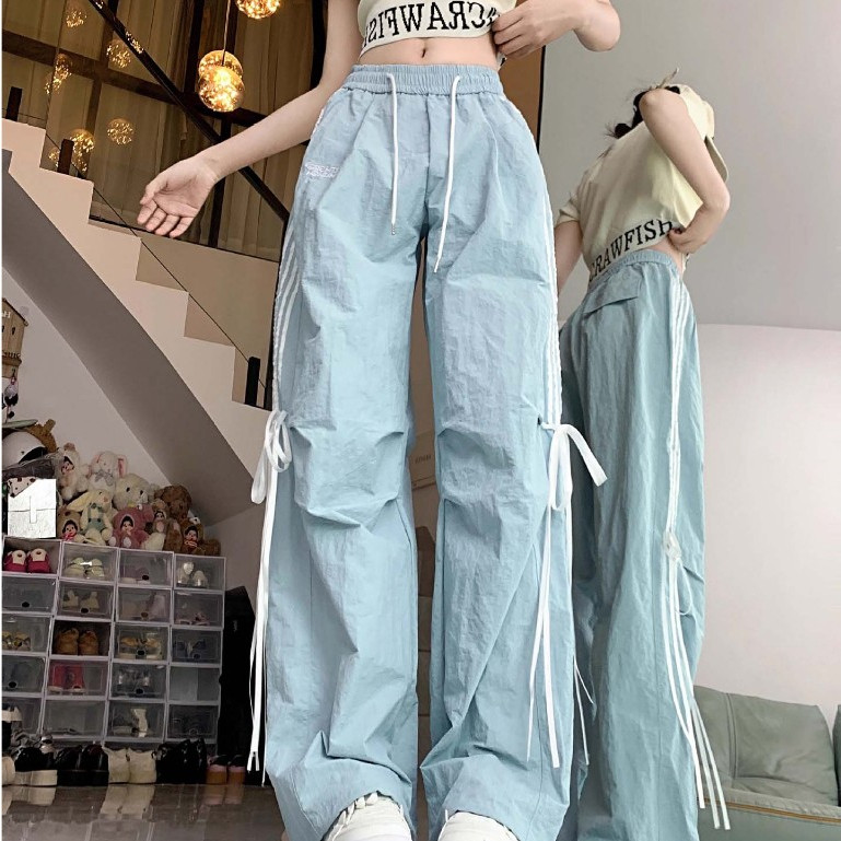 LYR334 | SELYRA Korean Parachute Cargo Pants Wanita – Celana Loose Drawstring Casual