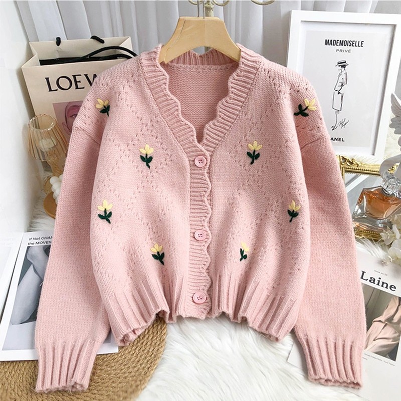 LYR346 | SELYRA Flower Knit Cardigan Wanita – Rajut Feminine Daily
