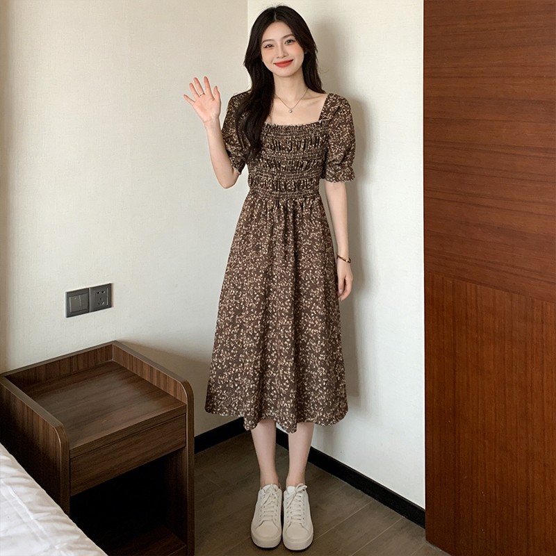 LYR306 | SELYRA Korean Floral Smock Dress Wanita – Dress Bunga Feminine Daily Wear