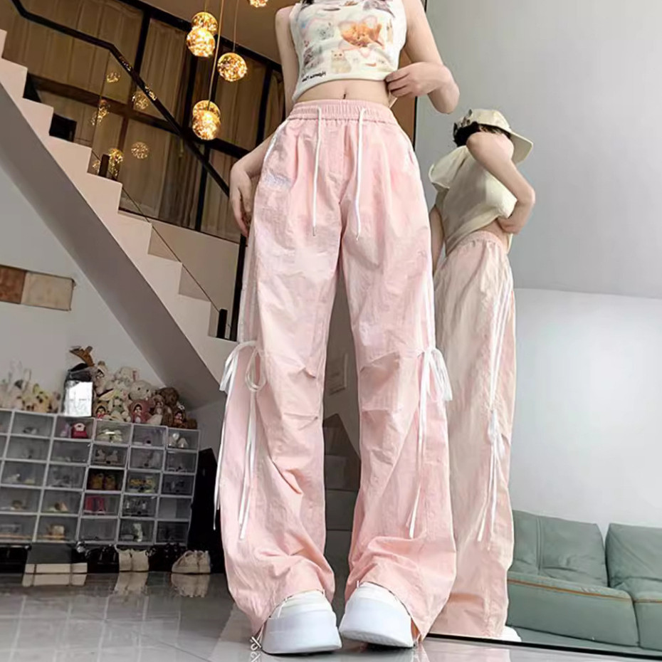 LYR334 | SELYRA Korean Parachute Cargo Pants Wanita – Celana Loose Drawstring Casual
