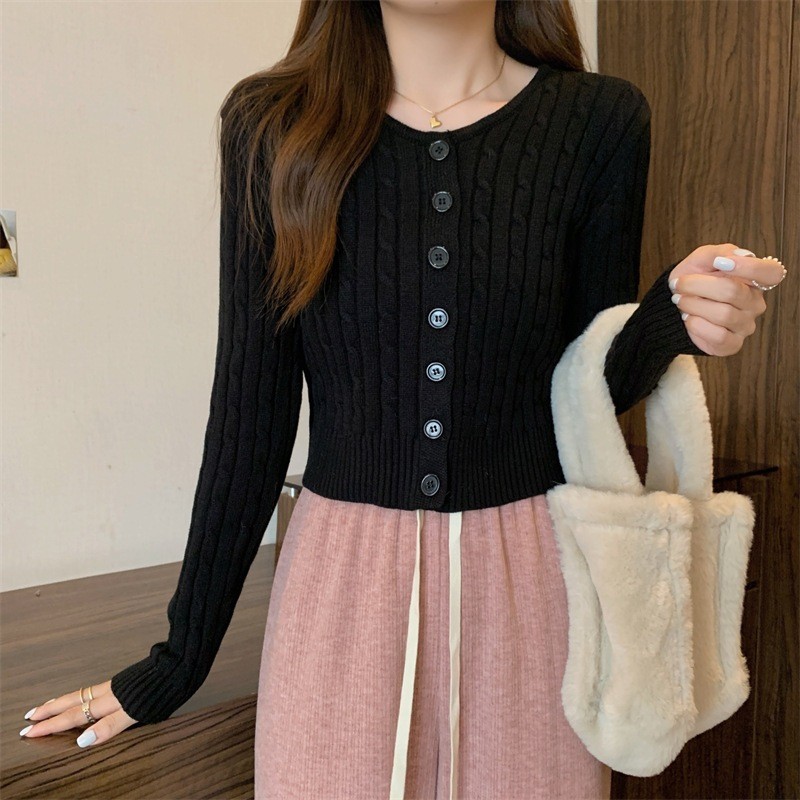 LYR343 | SELYRA Korean Slim Fit Cable Cardigan Wanita – Rajut Feminine Daily
