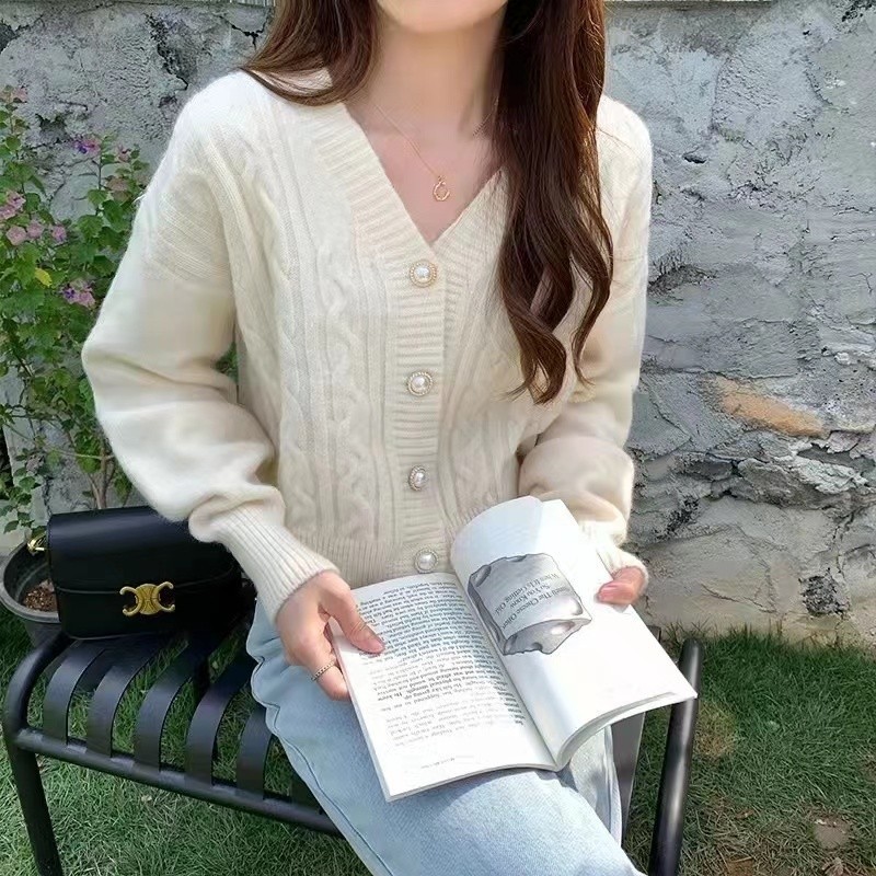 LYR341 | SELYRA Korean Cable Knit Cardigan Wanita – Outer Rajut Feminine Elegant