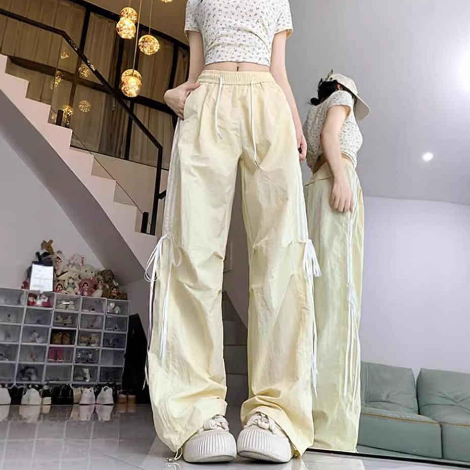 LYR334 | SELYRA Korean Parachute Cargo Pants Wanita – Celana Loose Drawstring Casual