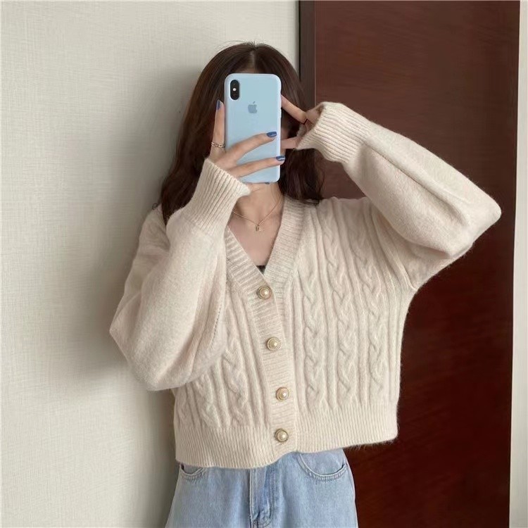 LYR341 | SELYRA Korean Cable Knit Cardigan Wanita – Outer Rajut Feminine Elegant