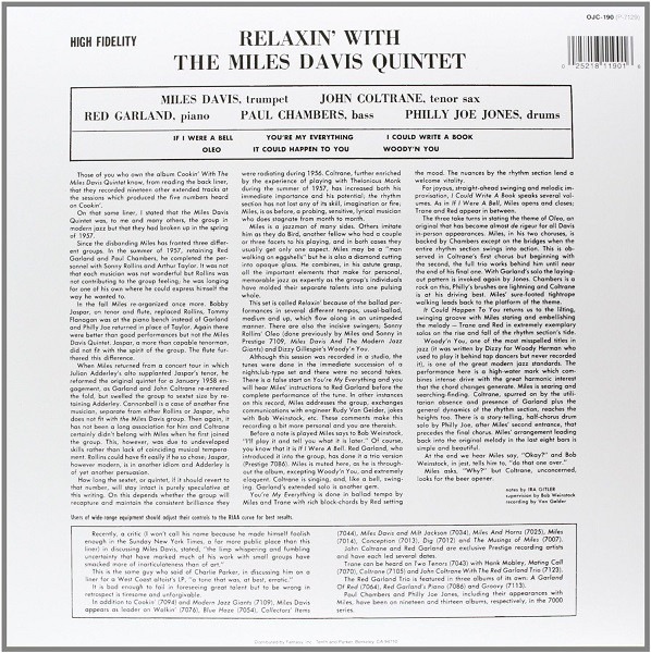The Miles Davis Quintet – Relaxin' With The Miles Davis Quintet