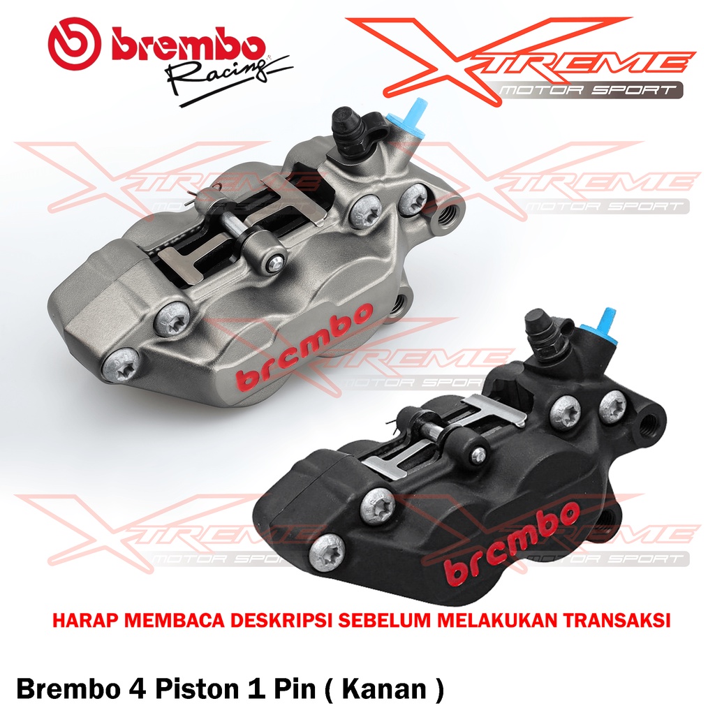 Kaliper Kanan Brembo 4 Piston 1 Pin 4P1P Gray / Black Sebelah Kanan Original Brembo Italy