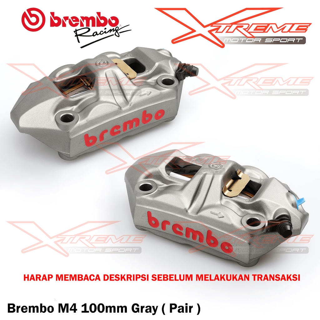 Kaliper Brembo Radial Monoblock M4 108 / 100 MM Gray / Black Set Sepasang DuaL Brembo Original Italy