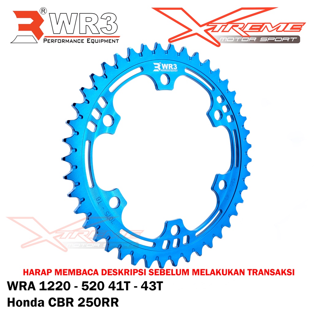 Gear Belakang WR3 WRA 1220 - 520 Uk. 41T-43T CBR 250 RR 250RR