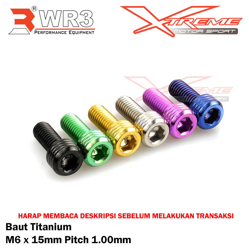 Baut Kaliper Titanium WR3 Untuk Breket Ke Kaliper / Shock / Arm Depan Belakang Uk. M8 Baut 12 Kunci L6 / M10 Baut 14 Kunci L8 Universal