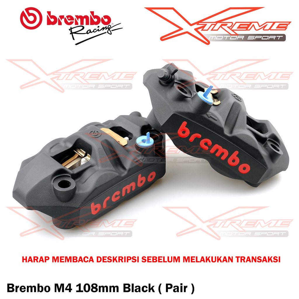 Kaliper Brembo Radial Monoblock M4 108 / 100 MM Gray / Black Set Sepasang DuaL Brembo Original Italy